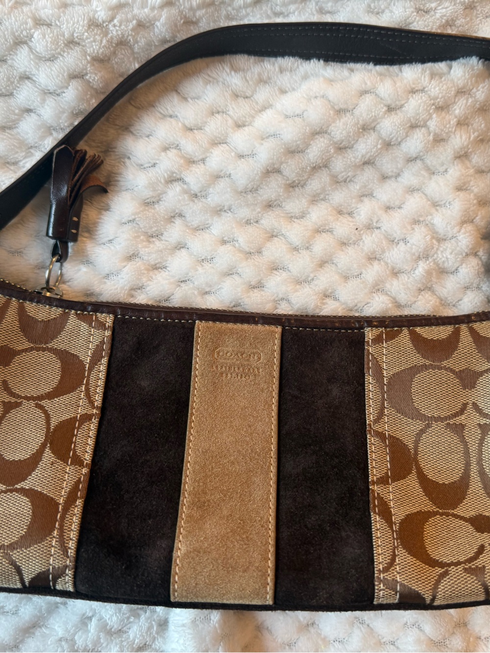 Coach Tan and Dark Brown Canvas & Suede Shoulder Bag - Picture 2 of 7